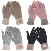 4 Pairs Winter Gloves for Women, Warm Soft Touchscreen Winter Gloves for Women, Elastic Cuff Knit Glove Fashion Knit Mittens Warm Winter Gloves  for Cold Weathe
