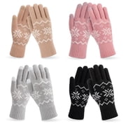 4 Pairs Winter Gloves for Women, Warm Soft Touchscreen Winter Gloves for Women, Elastic Cuff Knit Glove Fashion Knit Mittens Warm Winter Gloves for Cold Weather