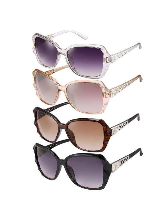 4 Pairs Women Polarized Sunglasses, Oversized UV 400 Protection Sun Glasses with 4 Colors, Fashion Ladies Sunglasses Trendy, Large Sunglasses for Driving Cycling Golf
