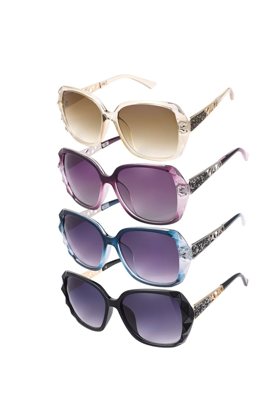 4 Pairs Women Polarized Sunglasses, Oversized UV 400 Protection Sun Glasses with 4 Colors, Fashion Ladies Sunglasses Trendy with Shiny Rhinestone, Large Sunglasses for Driving Cycling Golf