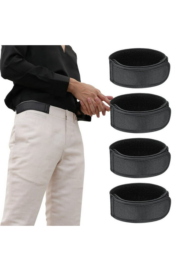 4 Pcs No Buckle Belts for Men, Mens Belts Elasticated, No Buckle Elastic Belt, Adjustable Invisible Side Belts, Stylish Look Waist Belt Decor, for Walking, Work, Home, Traveling
