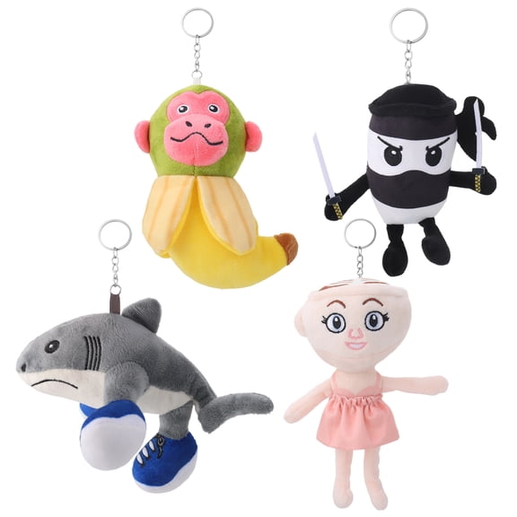 Bocaoying 4 Pcs Italian Brainrot Plush Keychains, 7 Inch Italian Brain Rot Stuffed Animal Toys Bulk for Birthday Party Favors Gift