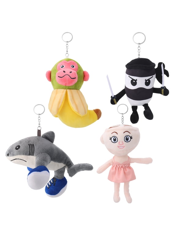 4 Pcs Italian Brainrot Plush Keychains, 7 Inch Italian Brain Rot Stuffed Animal Toys Bulk for Birthday Party Favors Gift