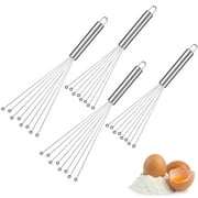 Bocaoying  4 Pcs  Whisks for Cooking,  Stainless Steel Mini Ball Whisk 10 In and 12 In,  Egg Beater Manual Mixer Whisk for Sauces Cream Cooking Blender