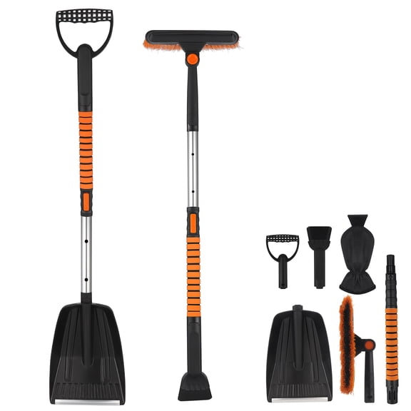 Bocaoying 42" Ice Scraper and Extendable Snow Brush, Detachable Snow Scraper with Foam Grip and 180° Pivoting Brush Head for Car Windshield, Car Auto Truck SUV, Vehicle