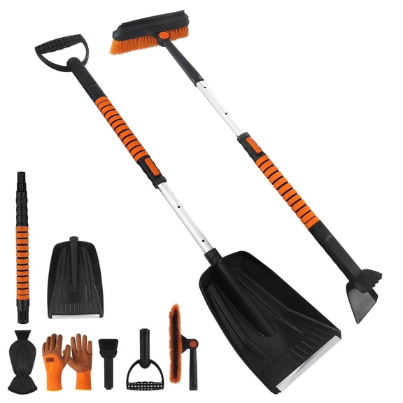 Bocaoying 42" Ice Scraper and Extendable Snow Brush, Detachable Snow Scraper with Foam Grip and 180° Pivoting Brush Head for Car Windshield, Car Auto Truck SUV, Vehicle