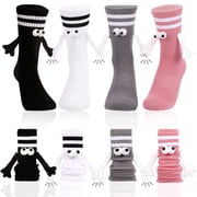 Bocaoying 4 Pairs Crazy Silly 3D Eye Magnetic Socks - Funny Googly Eye Novelty Crew Socks, Weird Gag Gifts for Men Women