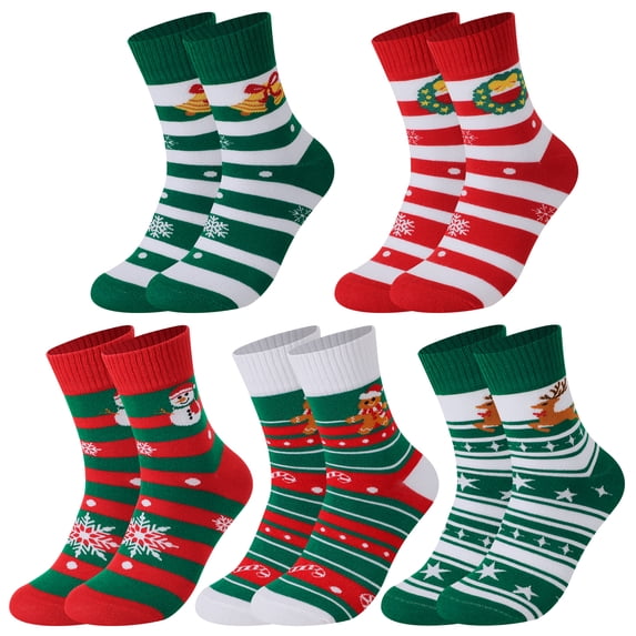 Bocaoying 5 Pairs Christmas Fuzzy Socks for Women, Cute Winter Thermal Socks, Cosy Holiday Slipper Socks Xmas Gifts for Women