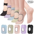 thumbnail image 1 of Bocaoying Women's Non-Slip Grip Pilates Yoga Socks, Open Top, 5 Pairs for Barre, Ballet, Barefoot Workout, 1 of 8