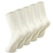 Bocaoying 5 Pairs Women's Cushioned Yoga Socks, 80% Cotton Compression Running Crew Socks, Athletic Socks For Women, Seamless Toe, US Size 4.5-6.5