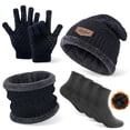 thumbnail image 1 of Bocaoying 5-Piece Winter Hat Scarf Gloves Set for Men and Women, Fleece Lined Beanie & Touchscreen Gloves with Warm Sock, Cold Weather Unisex Accessories, 1 of 7