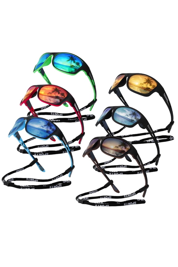 6 Pack Men's Sports Polarized Sunglasses, Sun Glasses for Men Driving Fishing Cycling UV400 Protection