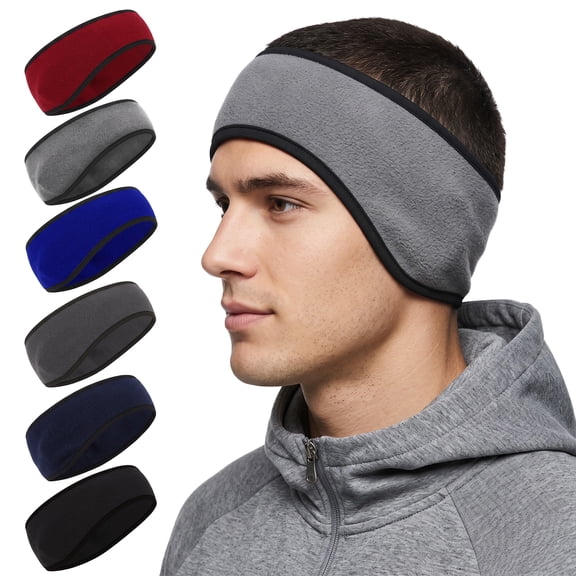 Bocaoying 6 Pack Polar Fleece Ear Warmer Headbands for Women Men, Winter Running Headband Ear Covers for Cold Weather, Stretchy No-Slip Sports Headband for Cycling Skiing, Multicolor