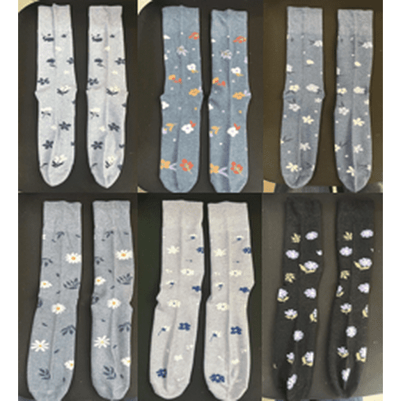 Bocaoying 6-Pair Floral Bamboo Fiber Diabetic Socks for Men and Women, Breathable Odor Resistant Crew Socks, Non-Binding Wide Top Everyday Socks with Comfort Fit for Neuropathy, Gift