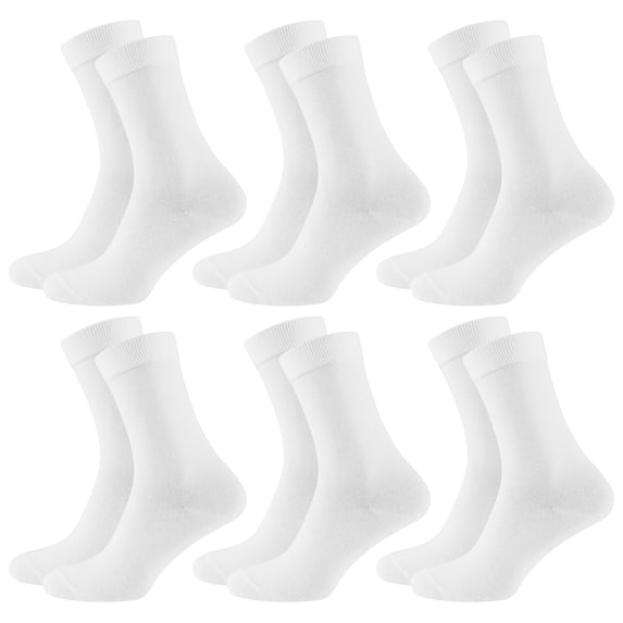 Bocaoying 6-Pair White Women's Crew Socks, Soft and Breathable Casual Cotton Socks, Anti-Odor Anti-Blister Comfort Home Socks Fits Women's US Size 5-8 for Everyday Use