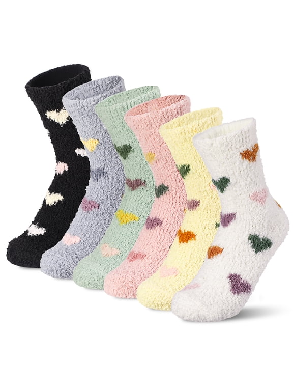 6 Pairs Fuzzy Socks for Women, Soft Fuzzy Slipper Socks, Cozy Fluffy Socks, Ultra Soft Slipper Sock, Comfy Warm for Women and Girls