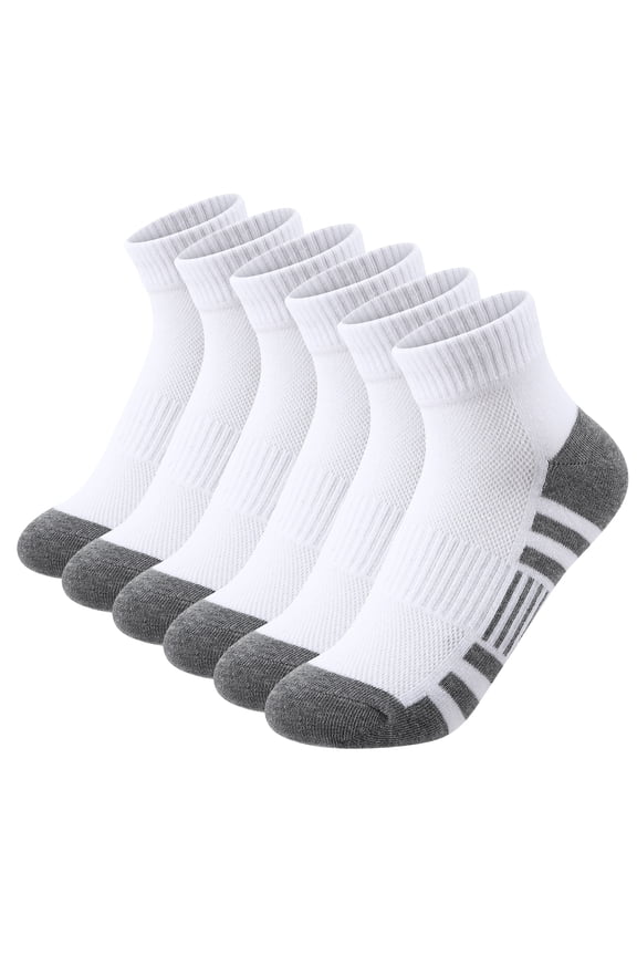 6 Pairs Mens Athletic Ankle Socks, Low Cut Cushioned Cotton Socks, Breathable No Show Sports Socks for Men Running Hiking Casual, US 6.5-9
