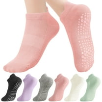 Bocaoying 6 Pairs Pilates Socks with Grips,Cotton Content Breathable Yoga Socks for Women, Athletic Grippy Socks with Stretchable Cuff for Yoga, Pilates, Ballet, Workout, US 5.5-9.5