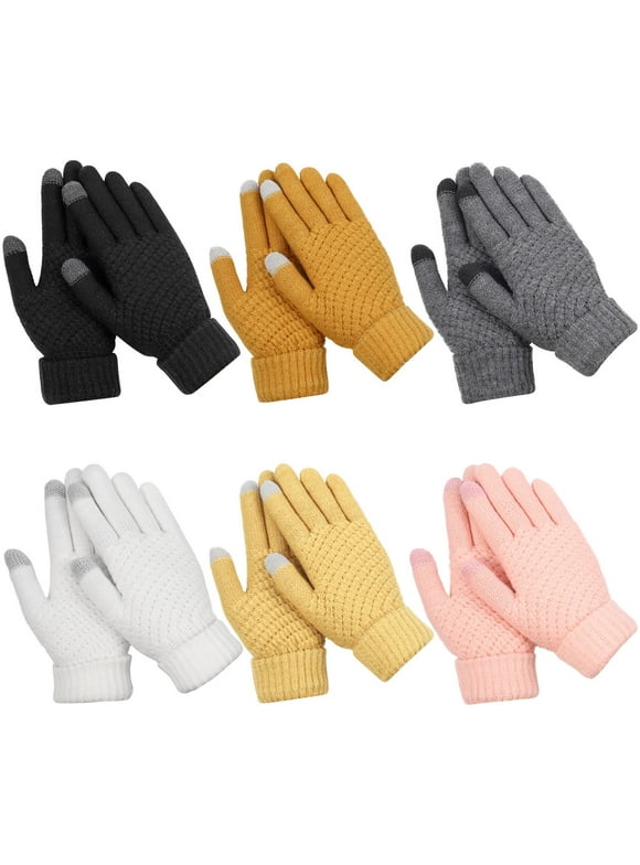 6 Pairs Winter Gloves for Women - Touchscreen Gloves for Women Cold Weather, Fashion Knit Mittens Warm Winter Gloves