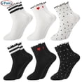thumbnail image 1 of Bocaoying 6 Pairs Women Casual Ruffle Socks, Assorted Black White Ruffle Socks Girls, Breathable and Comfortable Cotton Knit Crew Sock Heart Design, 1 of 9