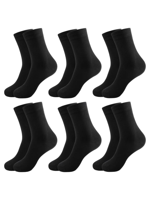 6 Pairs Women Cotton Socks, Anti Odor Blister Proof Casual Calf Socks, Soft Cozy Breathable Black Socks for Women US Size 5-7.5