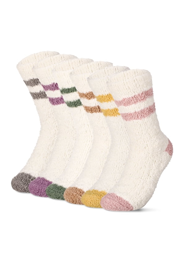 6 Pairs Women Fuzzy Socks, Soft Cozy Fluffy Slipper Winter Thick Warm Plush Socks, Women Winter Fluffy Cozy Slipper Socks