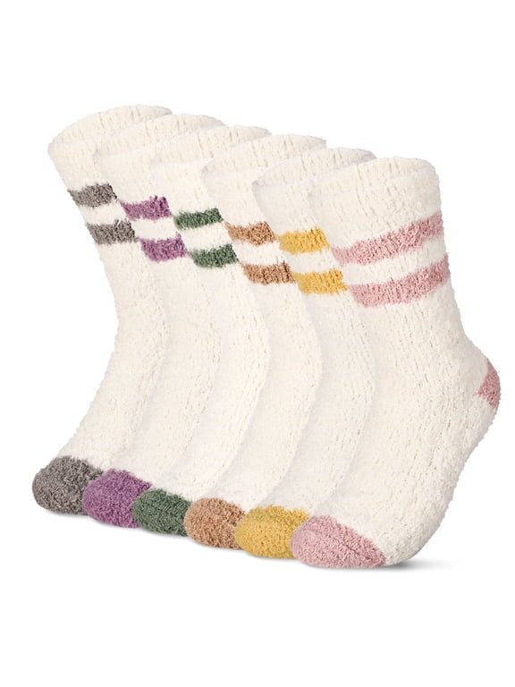 6 Pairs Women Fuzzy Socks, Soft Cozy Fluffy Slipper Winter Thick Warm Plush Socks, Women Winter Fluffy Cozy Slipper Socks