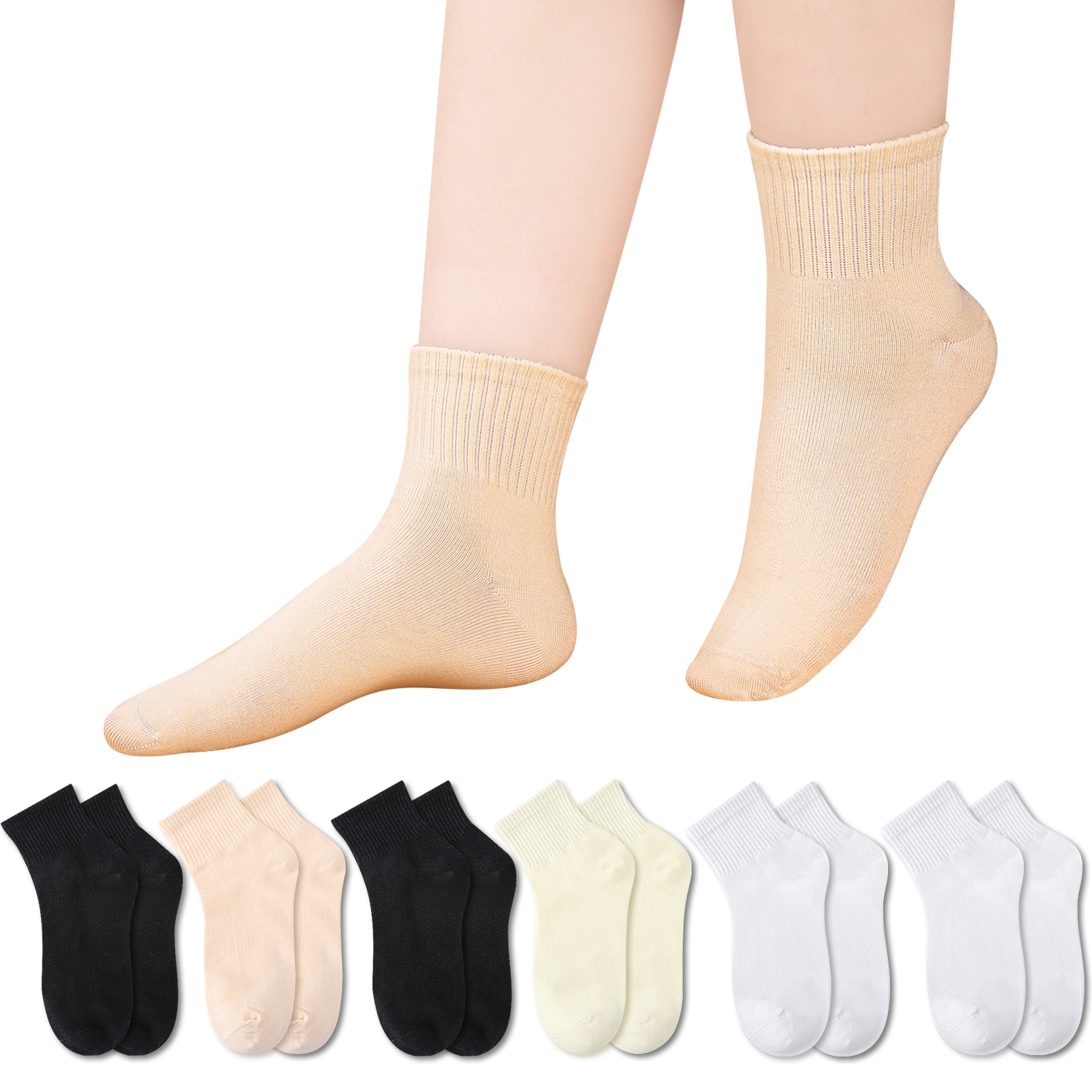 Bocaoying 6 Pairs Women Thin Cotton Socks, Breathable Athletic Casual