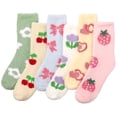 thumbnail image 1 of Bocaoying 6 Pairs Women‘s Fuzzy Socks - Thick Cozy Fluffy Mid-Calf Socks with Colorful Floral Patterns, Soft Warm Plush Sleep Socks for Home & Indoor Wear, 1 of 7