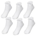 thumbnail image 1 of Bocaoying 6 Pairs Women's Ruffle Socks, Turn-Cuff Casual Crew Socks, Super Soft Breathable Ankle Socks, Cotton Frilly Sock for Women Girl(White), 1 of 7