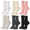 thumbnail image 1 of Bocaoying 6 Pcs Ruffle Cotton Socks for Women, Polka Dot Socks, Cute Lettuces Ankle Socks for Ladies, Breathable Lightweight Casual Socks for Outside, Dailywear, Black/Gray/Pink/White/Yellow, 6-8.5, 1 of 8