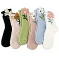 thumbnail image 1 of Bocaoying 6Pairs Womens Fuzzy Socks, Winter Printed Warm Socks, Soft Cozy Fluffy Slipper Socks, Winter Thick Warm Plush Sleeping, 1 of 7