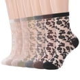 thumbnail image 1 of Bocaoying 7 Pairs Sheer Socks for Women, Nylon Mesh Ankle Fancy Socks with Reinforced Heel and Toe, Breathable Dress Socks for Women, Size 5-9, Black/Coffee/Green/Gray/Khaki/Pink/White, 1 of 9