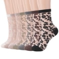 thumbnail image 1 of Bocaoying 7 Pairs Lace Socks Sheer Socks for Women, Nylon Mesh Ankle Fancy Socks with Reinforced Heel and Toe, Breathable Dress Socks for Women, Size 5-9, Multicolor, 1 of 9