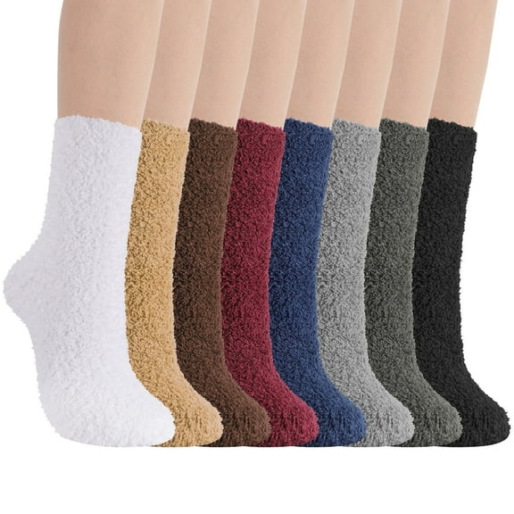 Bocaoying 8 Pairs Fluffy Slipper Socks for Men, Warm Cosy Bed Fuzzy Socks, Winter Thermal Plush Fluffy Socks for Causal Home Sleeping