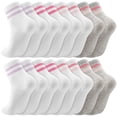 thumbnail image 1 of Bocaoying 8 Pairs Girl Crew Athletic Socks, Cotton Socks with Multicolor Stripe Patterns for Kids Running Sport Indoor Outdoor, 1 of 7