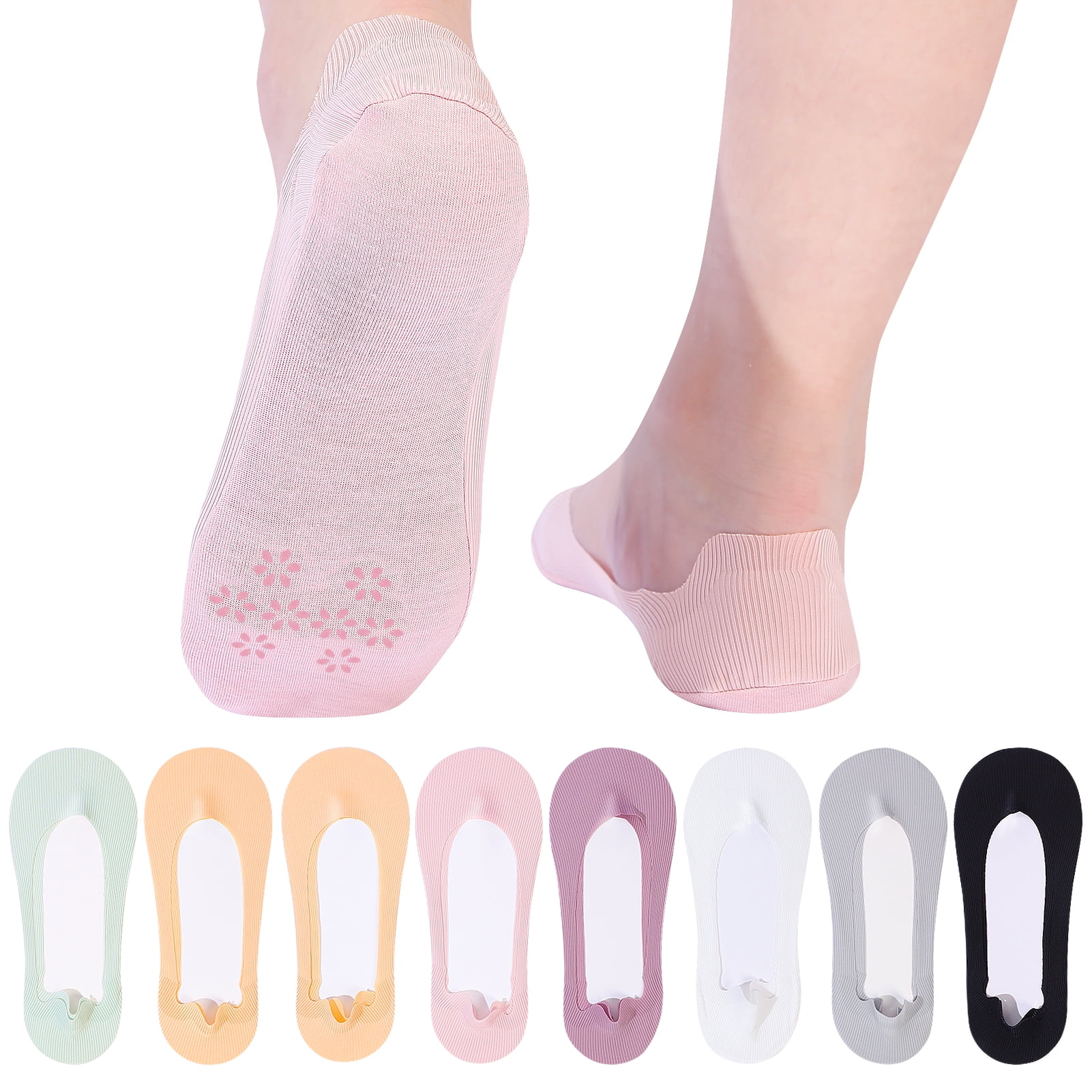 Women No Show Liner 6 Pairs Non Slip Socks Invisible Low Cut For Flats  Black L/XL Debra Weitzer 
