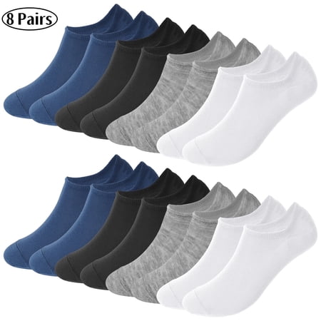 Bocaoying 8 Pairs No-Show Socks for Men and Women Size 6-9 - Non-Slip Low Cut Ankle Socks, Breathable Invisible Short Socks, Soft Polyester Casual Socks