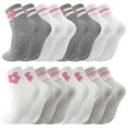 thumbnail image 1 of Bocaoying 8 Pairs Girl Crew Athletic Socks, Cotton Socks with Retro Stripes Flower Cartoon Patterns for Kids Running Sport Indoor Outdoor, 1 of 7
