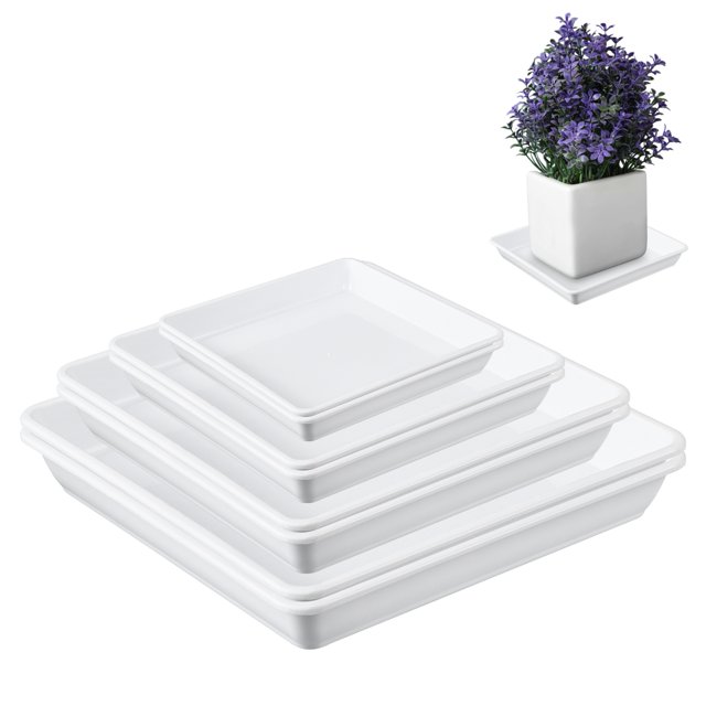 Bocaoying 8 Pcs Square Plant Saucer, 6 8 10 12 Inch Plant Pot Saucers