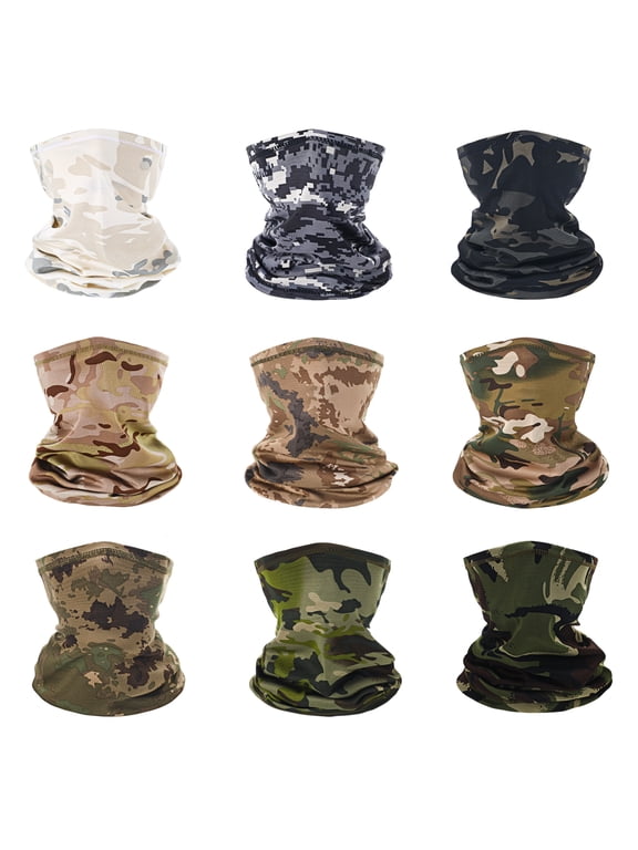 9 Pack Neck Gaiter for Men Women, Breathable Face Mask Scarf UV Protection Headwear for Outdoor Hiking Cycling Fishing, Windproof Headwear Bandana Head Wrap Face Cover