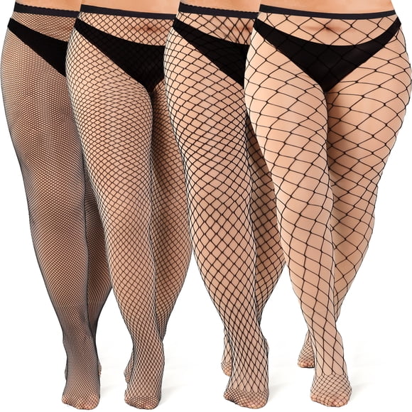 Bocaoying Black Fishnet Stockings for Women, High Waist Fishnet Tights, 4-Style Net Stockings Pantyhose for Party Dating Role-Playing Ball