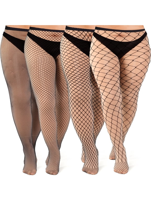 Black Fishnet Stockings for Women, High Waist Fishnet Tights, 4-Style Net Stockings Pantyhose for Party Dating Role-Playing Ball