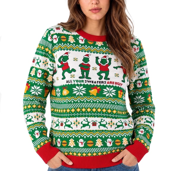 Bocaoying Christmas Ugly Sweater, "ALL YOUR SWEATERS ARE UGLY", Xmas Ugly Knitted Sweaters Knit Sweatshirt for Women