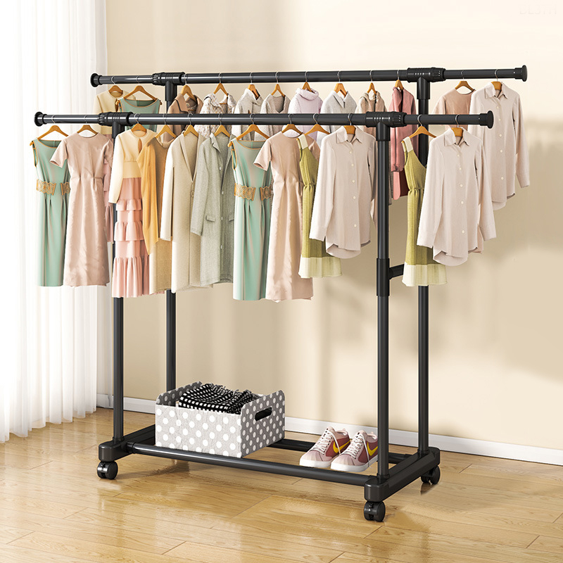 Lynk® Double Hang Closet Rod Organizer Clothing Hanging Bar Chrome