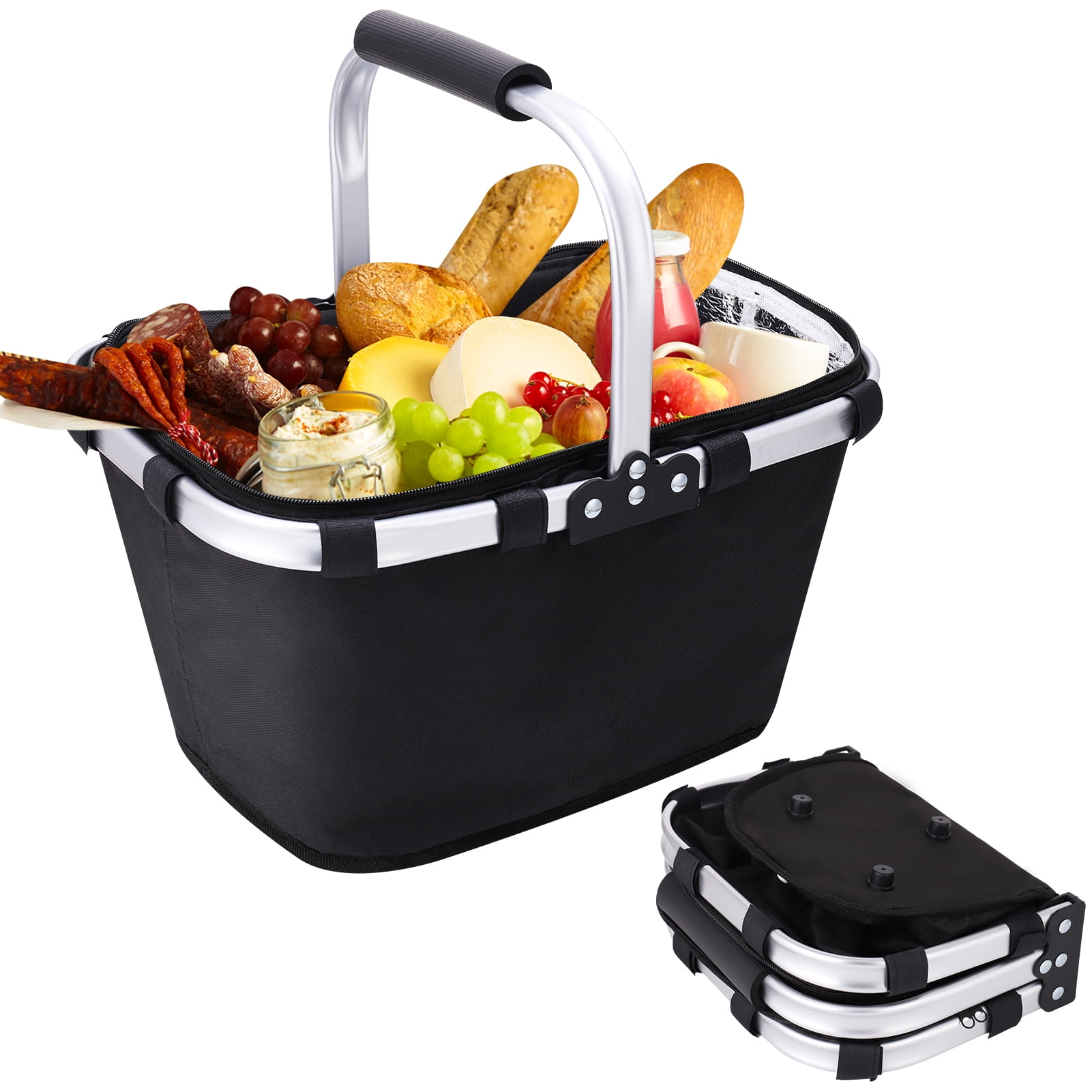 Bocaoying Folding Picnic Basket, Collapsible Market Basket Shopping