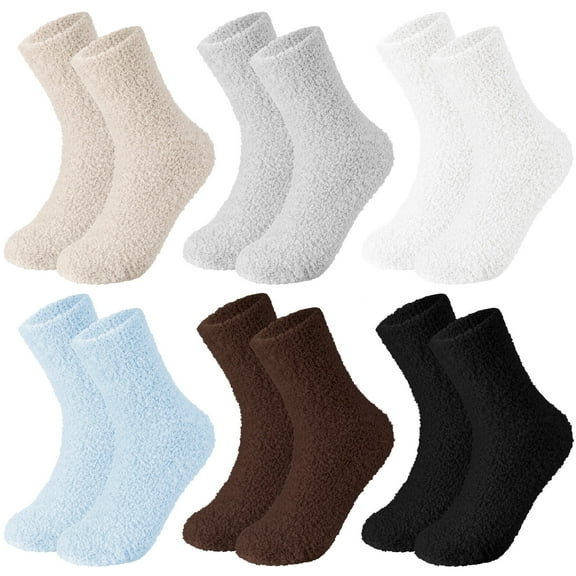 Bocaoying 6 Pairs Fuzzy Socks for Women, Soft Fluffy Thermal Comfy Socks, Plush Cozy Winter Warm Luxurious Fabric Slipper Sleeping Socks for Women Cabin Home Indoor Casual