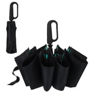Bocaoying Inverted Umbrella with Carabiner Handle, Compact Wind Proof Umbrellas For Rain and Sun Protection, Compact Travel Umbrella for Backpack, Windproof Big Reverse UV Umbrellas, 12 Ribs