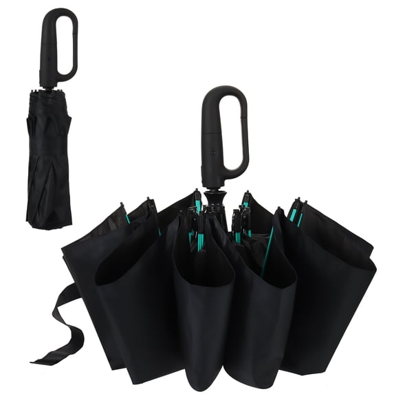 Bocaoying Inverted Umbrella with Carabiner Handle, Compact Wind Proof Umbrellas For Rain and Sun Protection, Compact Travel Umbrella for Backpack, Windproof Big Reverse UV Umbrellas, 12 Ribs