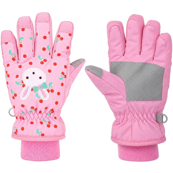 Bocaoying Kids Winter Snow Ski Gloves - Waterproof Insulated Cold-Weather Gloves for Toddler Girls, Perfect Gift for Girls 4-12 Years